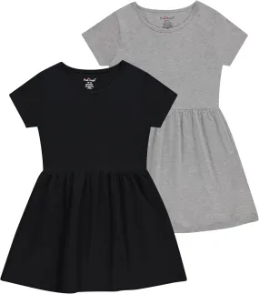 Pink Angel Girls' 2-Pack Short Sleeve Cotton Dresses - Superior Comfort, Breathable, Durable, and Easy Maintenance
