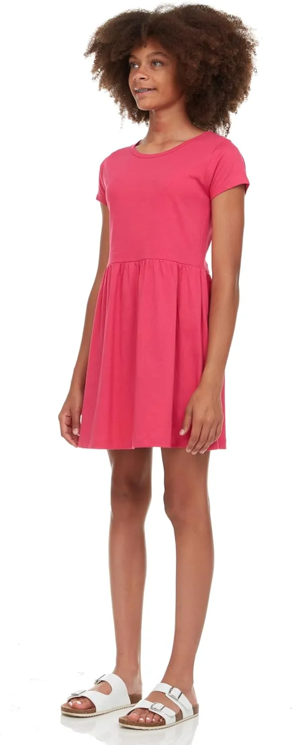 Pink Angel Girls' 2-Pack Short Sleeve Cotton Dresses - Superior Comfort, Breathable, Durable, and Easy Maintenance