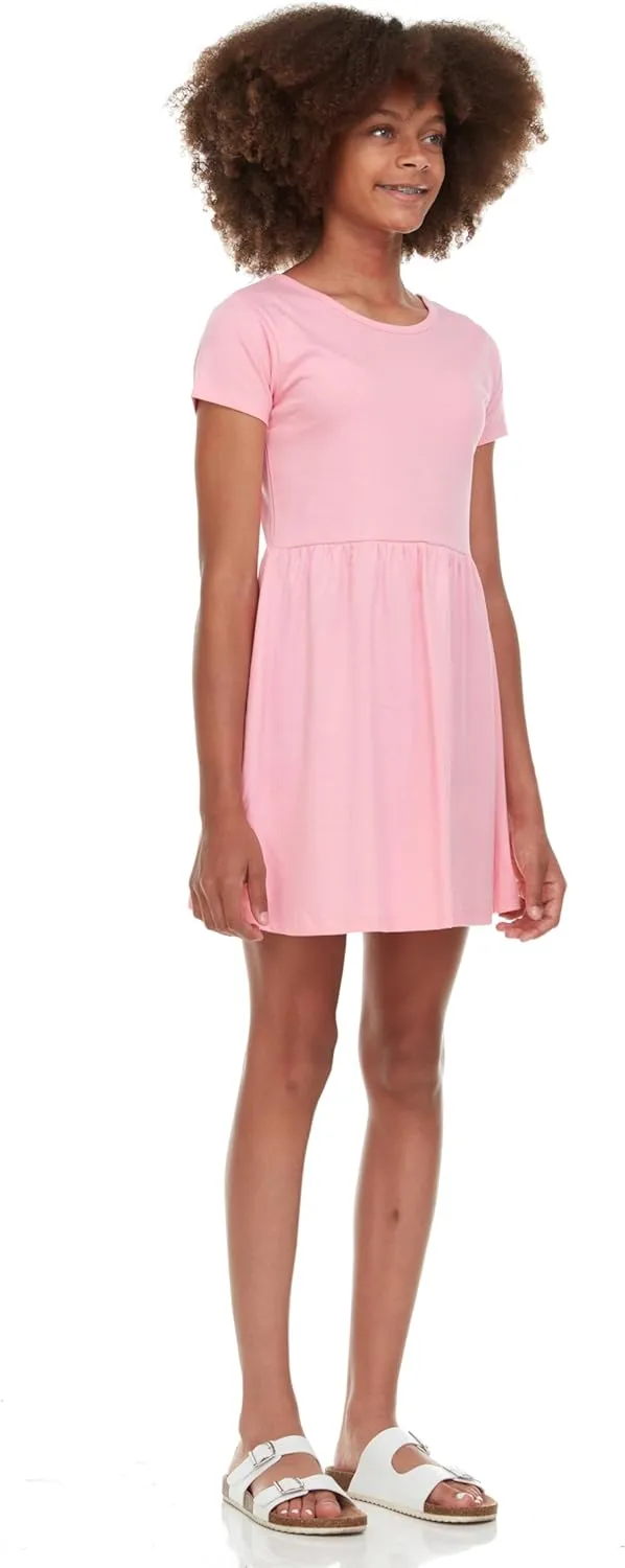 Pink Angel Girls' 2-Pack Short Sleeve Cotton Dresses - Superior Comfort, Breathable, Durable, and Easy Maintenance