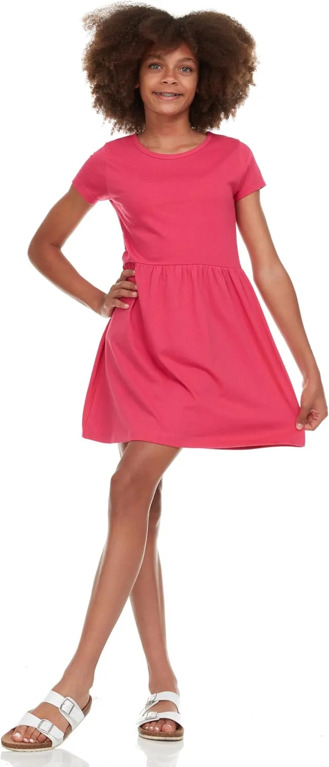 Pink Angel Girls' 2-Pack Short Sleeve Cotton Dresses - Superior Comfort, Breathable, Durable, and Easy Maintenance