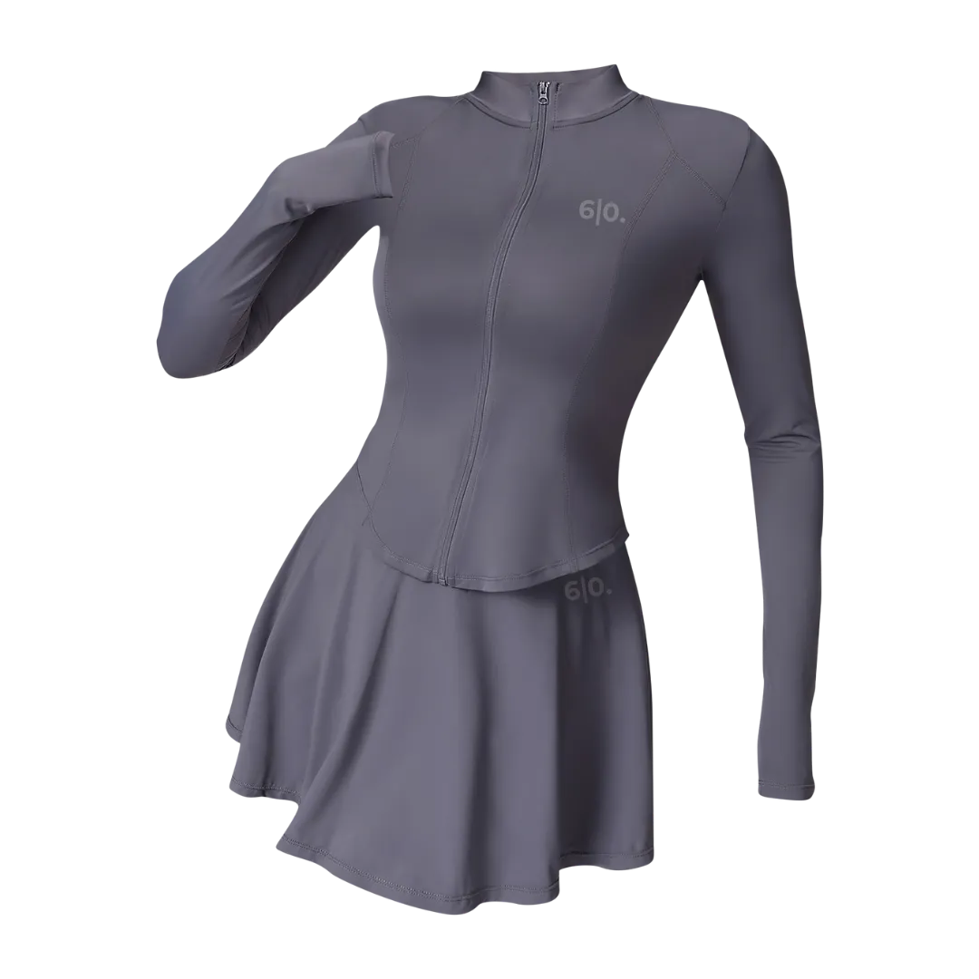 Purple long sleeves top & skirt set