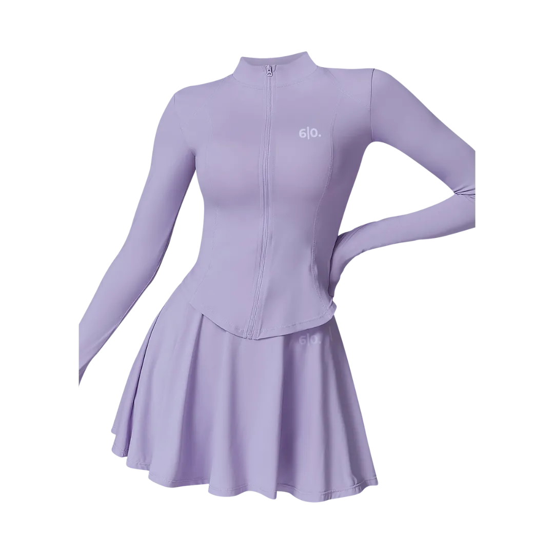 Purple long sleeves top & skirt set