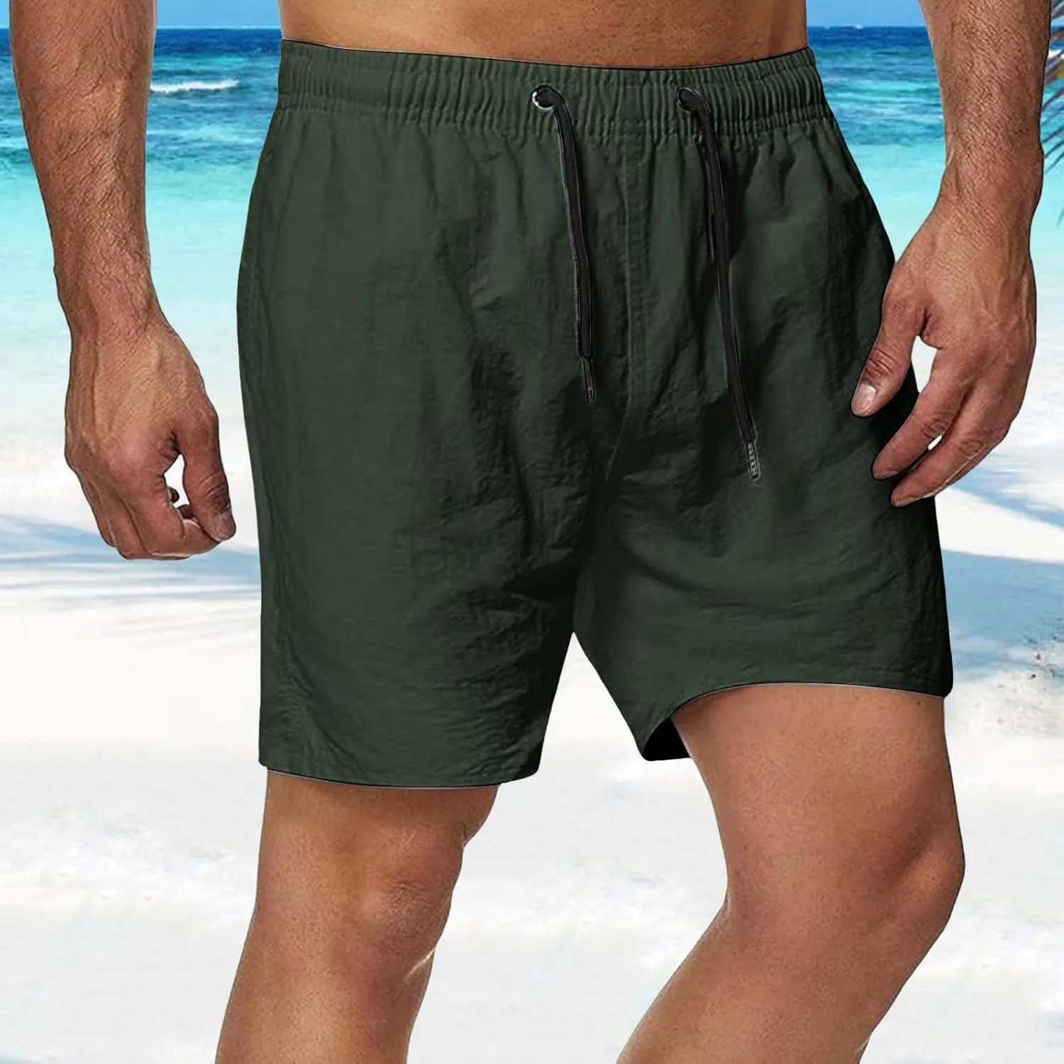 Shorts for Men Casual Lightweight Outdoor Shorts Summer Beach Vacation Shorts Elastic Waist Drawstring Shorts