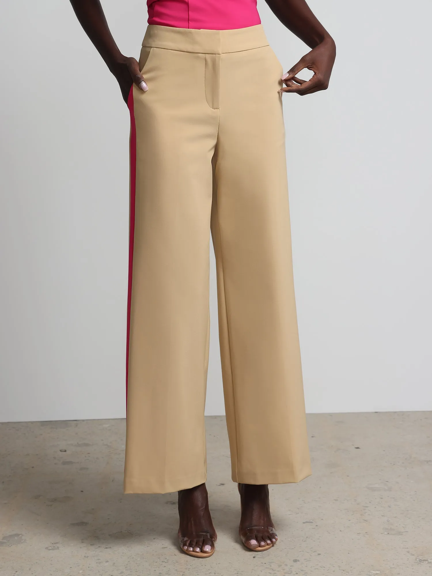 Side-Piped Wide-Leg Pant
