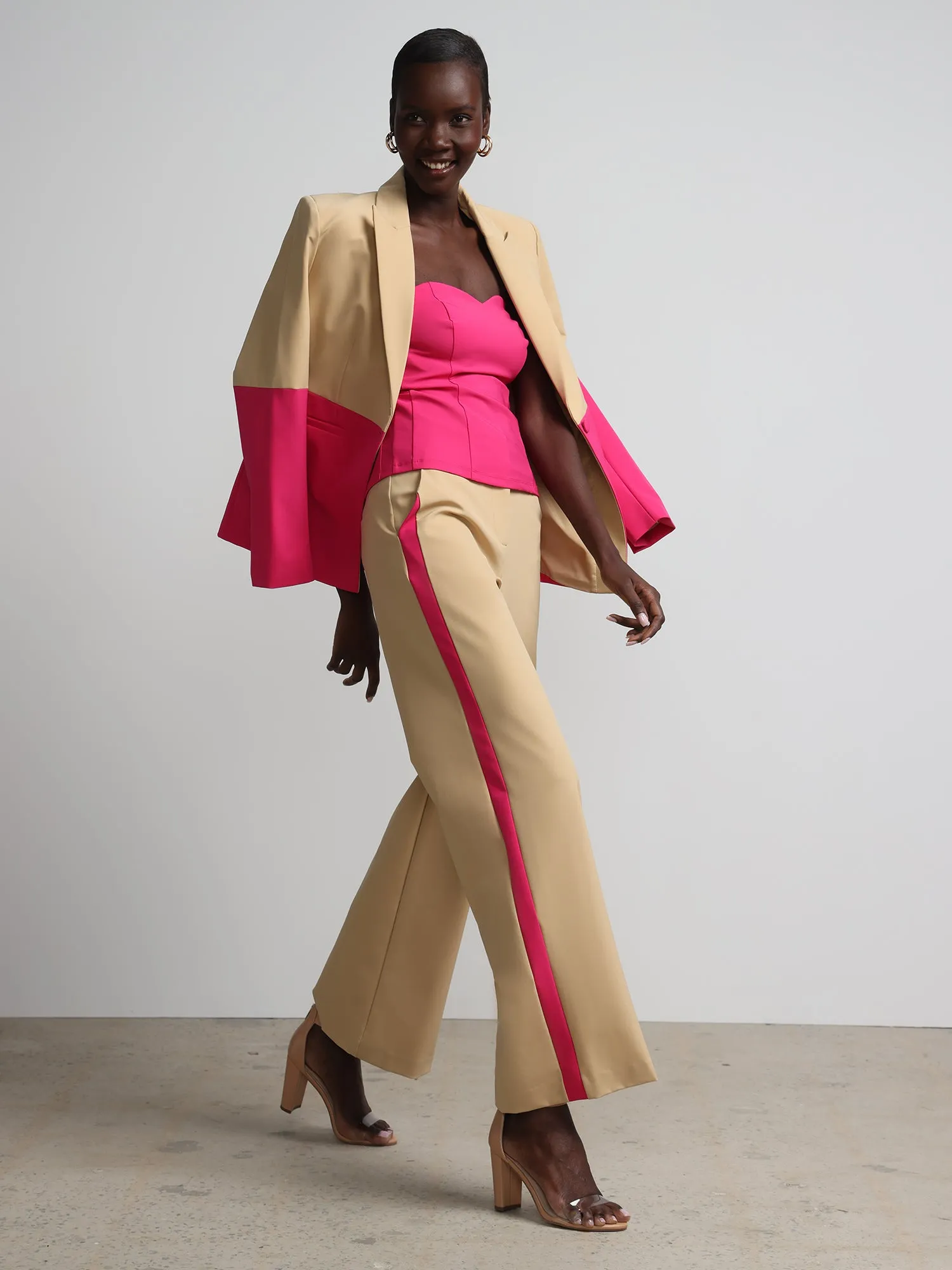 Side-Piped Wide-Leg Pant