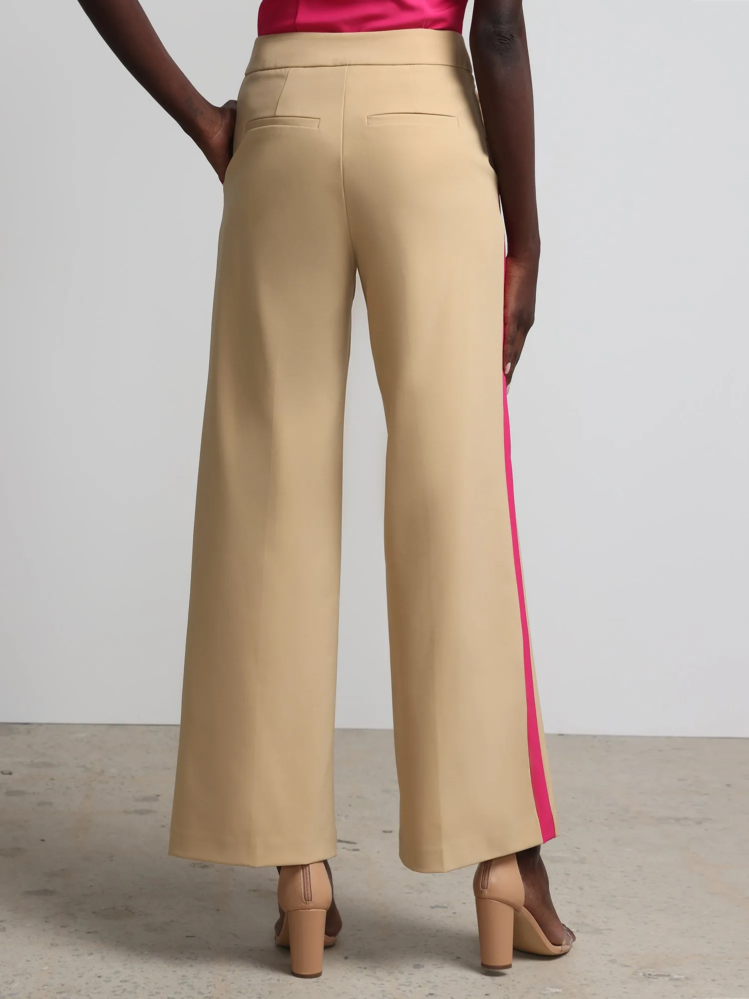 Side-Piped Wide-Leg Pant