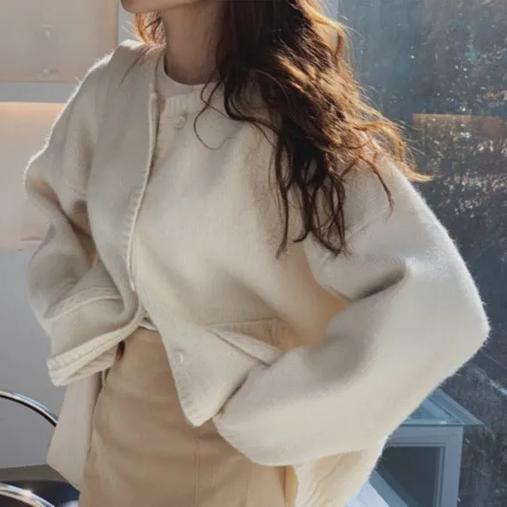 Soft Knit Round Neck Cardigan