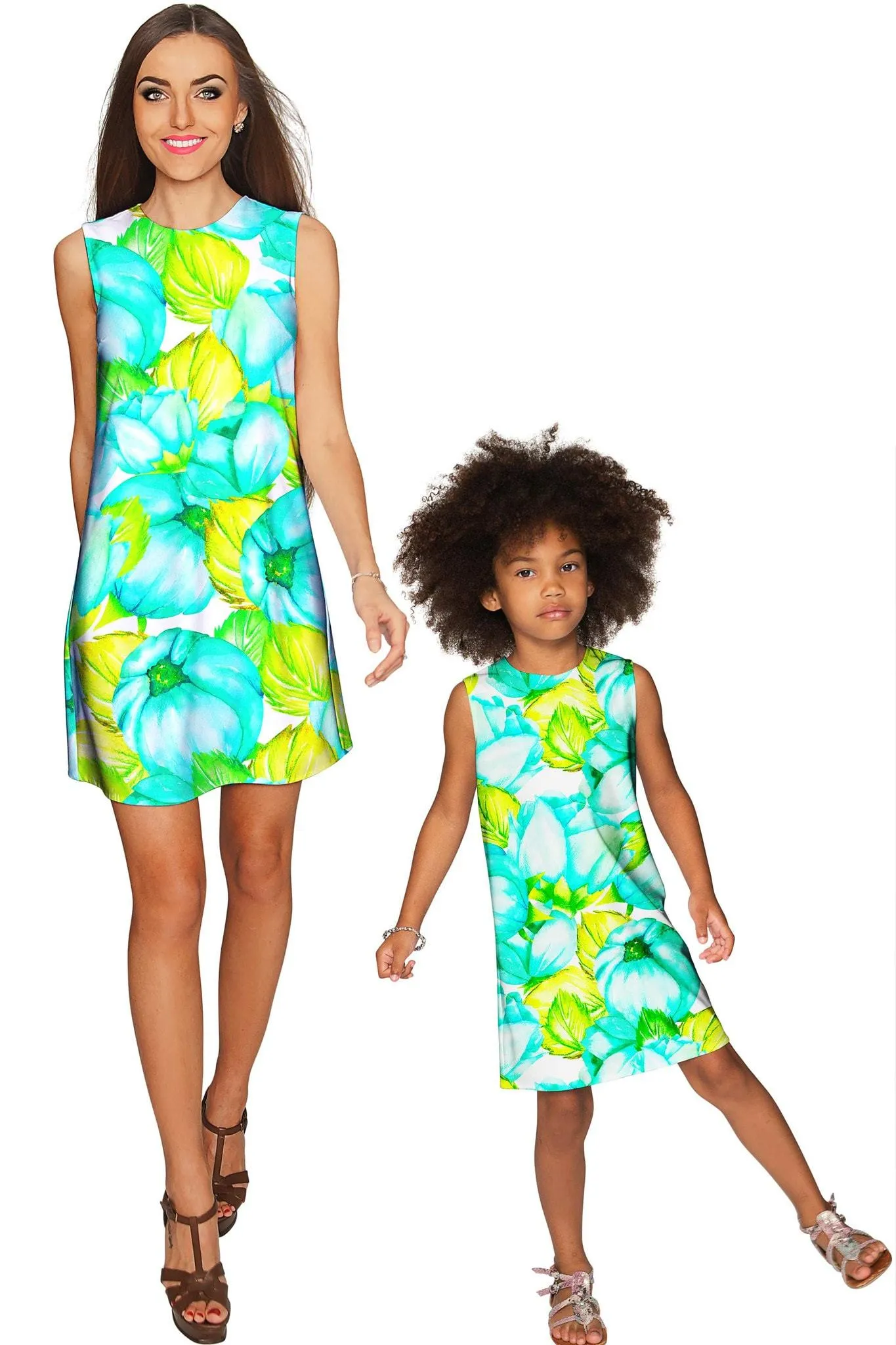 Sunny Day Adele Green Floral Shift Mini Sundress - Women