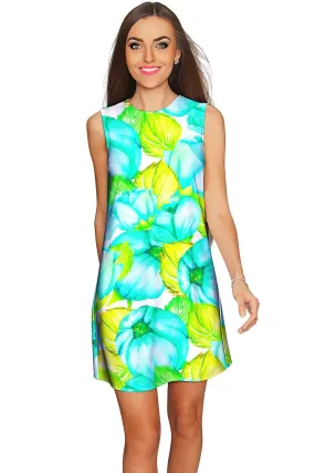 Sunny Day Adele Green Floral Shift Mini Sundress - Women