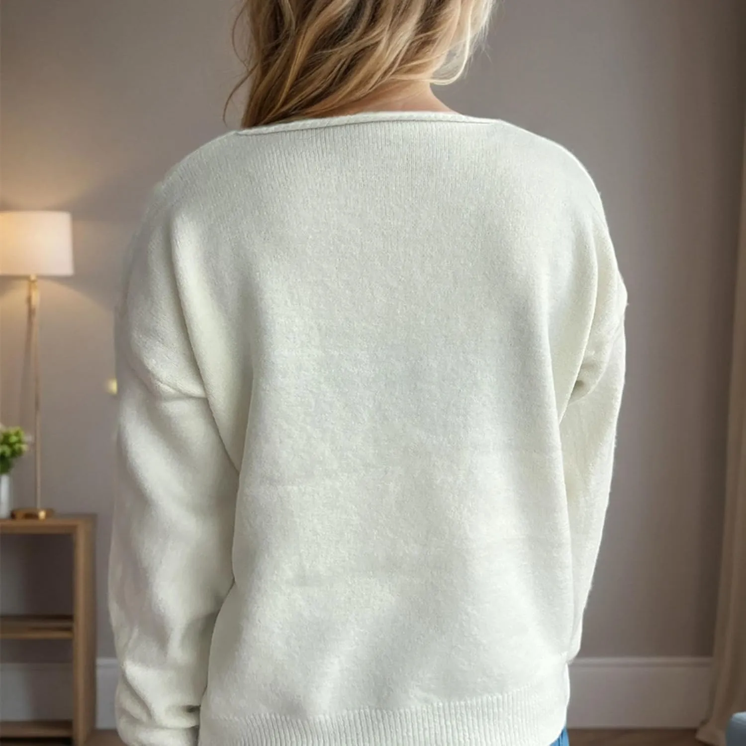 Sweaters for Women Trendy Crewneck Ribbed Knit Sweater Loose Fit Casual Solid Long Sleeve Pullover Trendy Tops