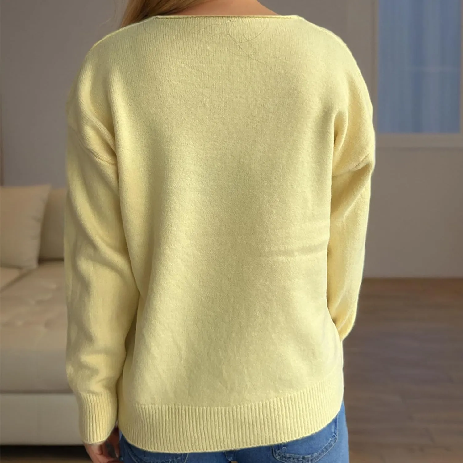 Sweaters for Women Trendy Crewneck Ribbed Knit Sweater Loose Fit Casual Solid Long Sleeve Pullover Trendy Tops