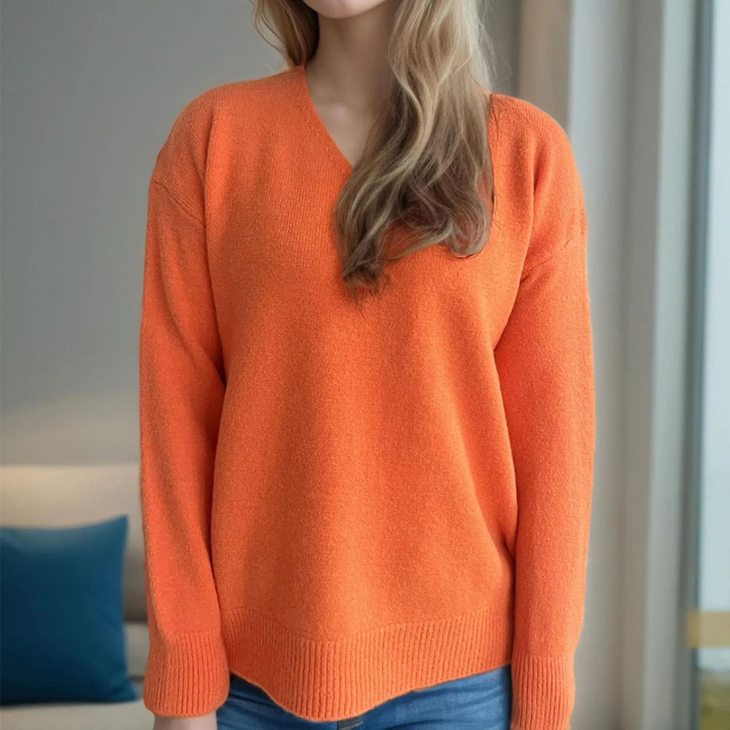 Sweaters for Women Trendy Crewneck Ribbed Knit Sweater Loose Fit Casual Solid Long Sleeve Pullover Trendy Tops