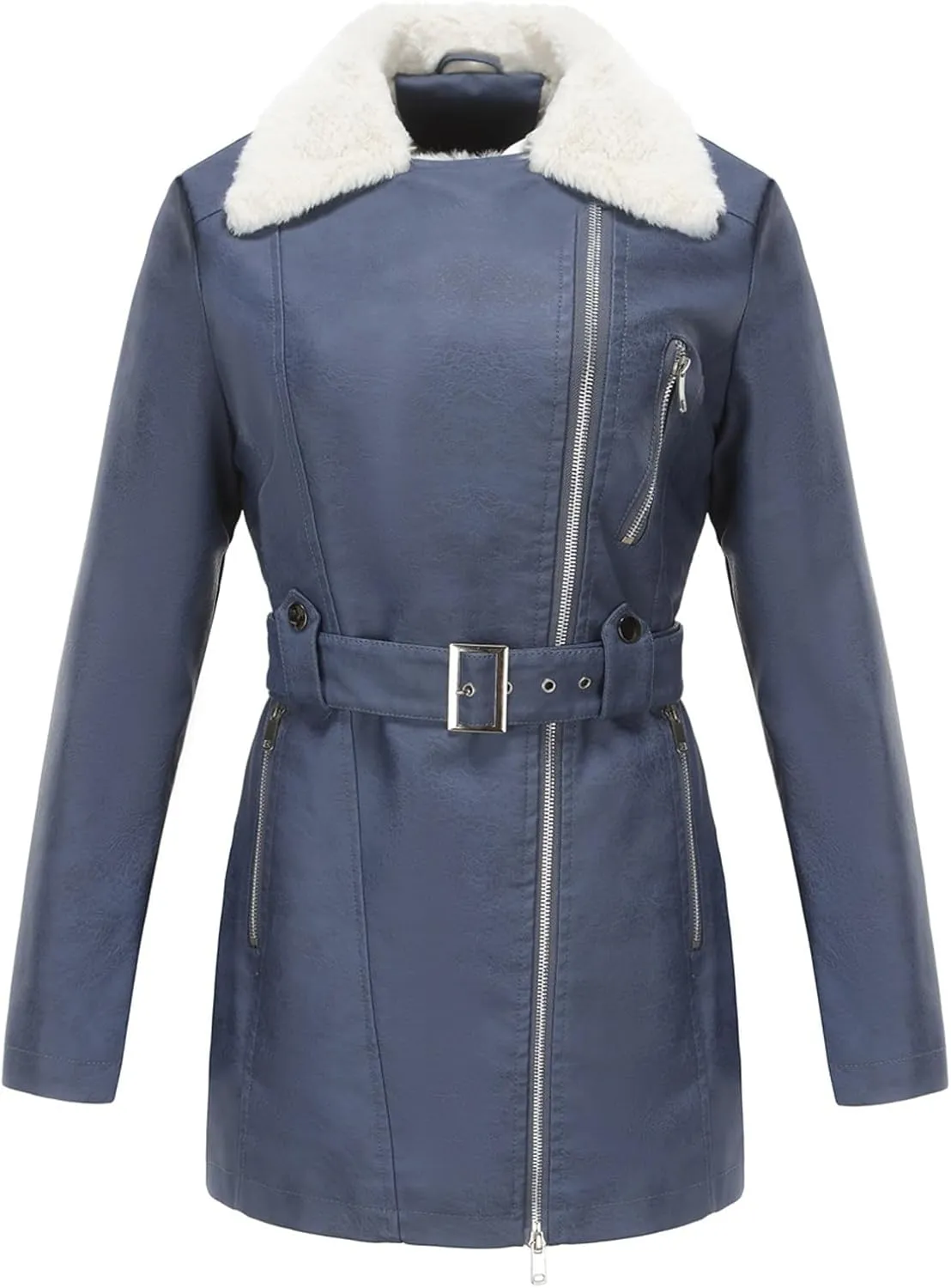 Trench Coat Trendy Oversized Zip Overcoats With Belt, Jacket Coat Trendy Oversized Zip Overcoats With Belt