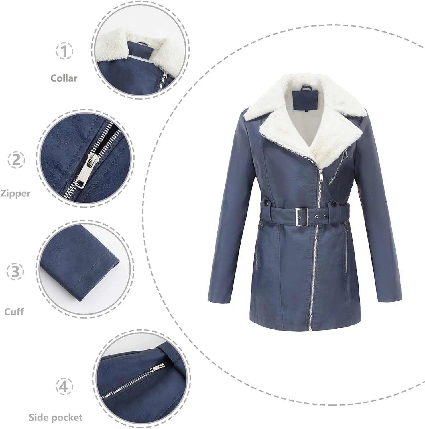 Trench Coat Trendy Oversized Zip Overcoats With Belt, Jacket Coat Trendy Oversized Zip Overcoats With Belt
