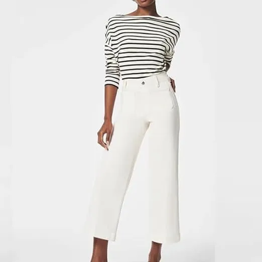 Tummy Control High Waisted Jeans,Wide Leg Cropped Denim Pants,Tummy Control Sailor Wide Leg Trouser
