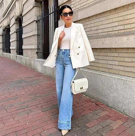 Tummy Control High Waisted Jeans,Wide Leg Cropped Denim Pants,Tummy Control Sailor Wide Leg Trouser