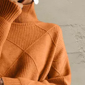 Turtleneck Pullover Sweater for Women Oversized Trendy Long Sleeve Chunky Knit Jumper Casual Comfy Soft Sweater