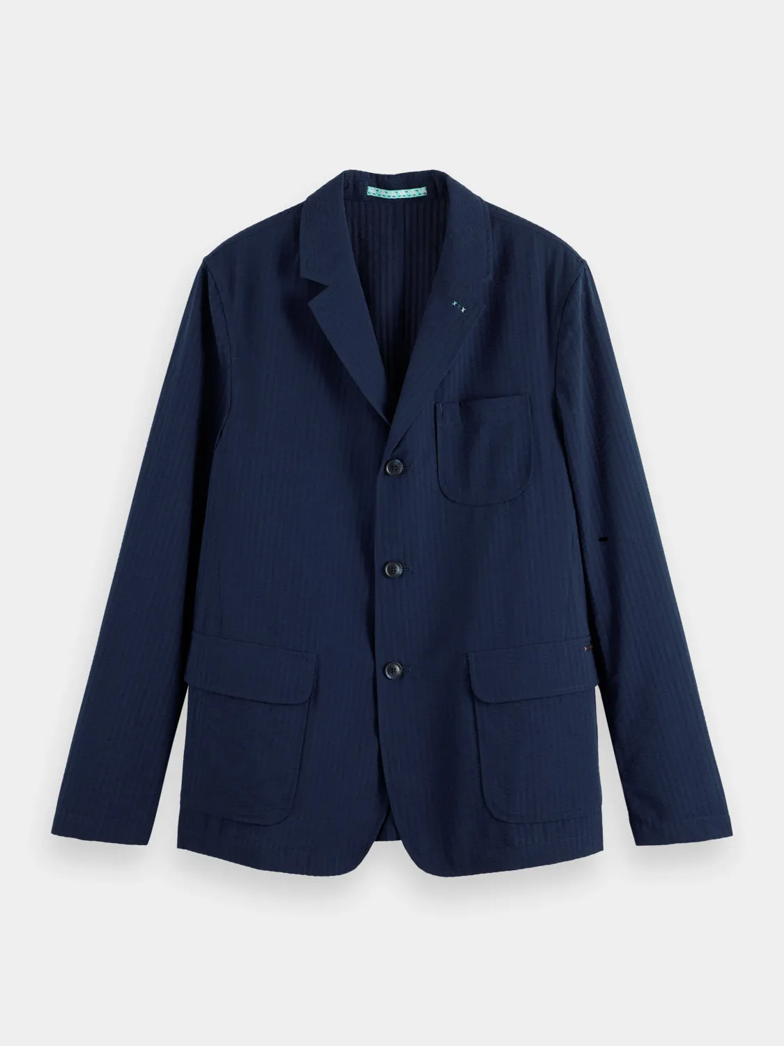 Unconstructed seersucker blazer