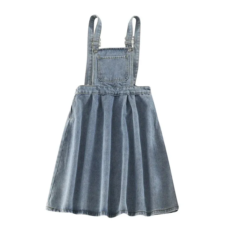Vintage Denim Dress Sundress Korean Style Casual Mini Summer Women's Dresses Loose Student  Robe Femme Chic Fashion