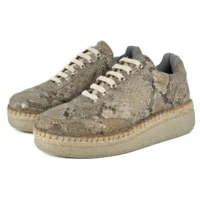 Vuyani : Ladies Leather Platform Espadrille Sneaker in Opal Rockafella