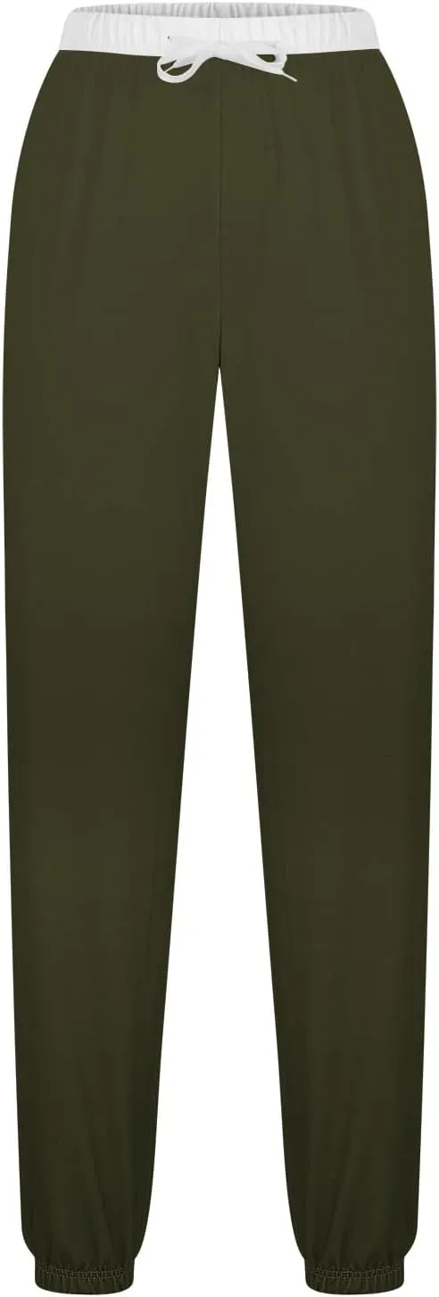 Women Drawstring Athletic Joggers Baggy Cinch Bottom Sweatpants Sport Workout Active Baggy Lounge Trousers