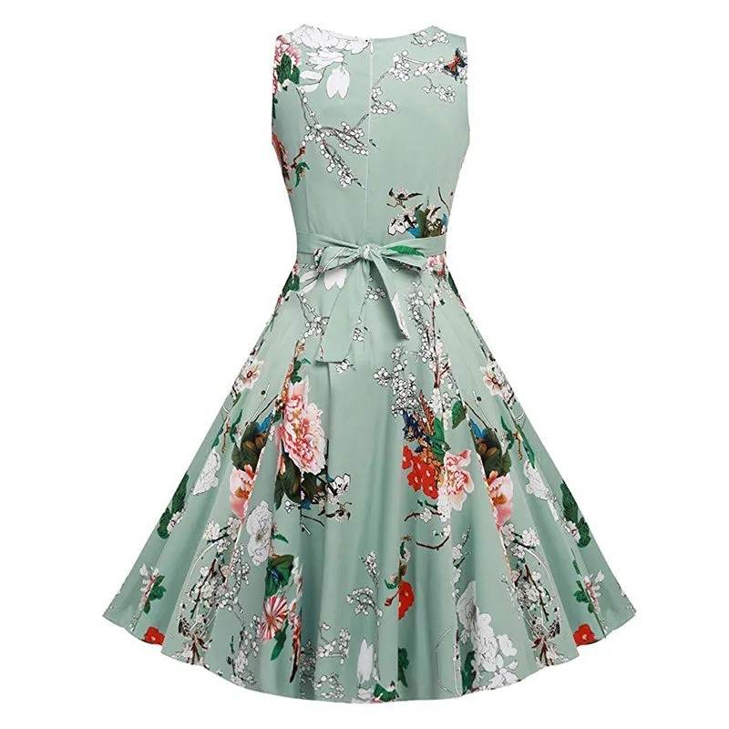 Women Floral Print Dress Sleeveless