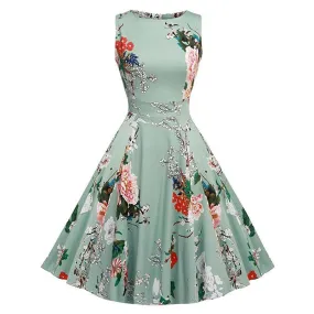 Women Floral Print Dress Sleeveless