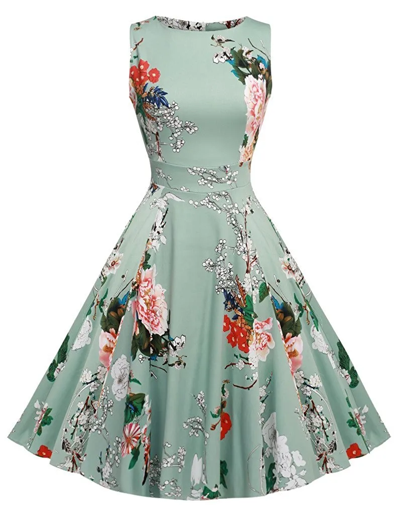 Women Floral Print Dress Sleeveless