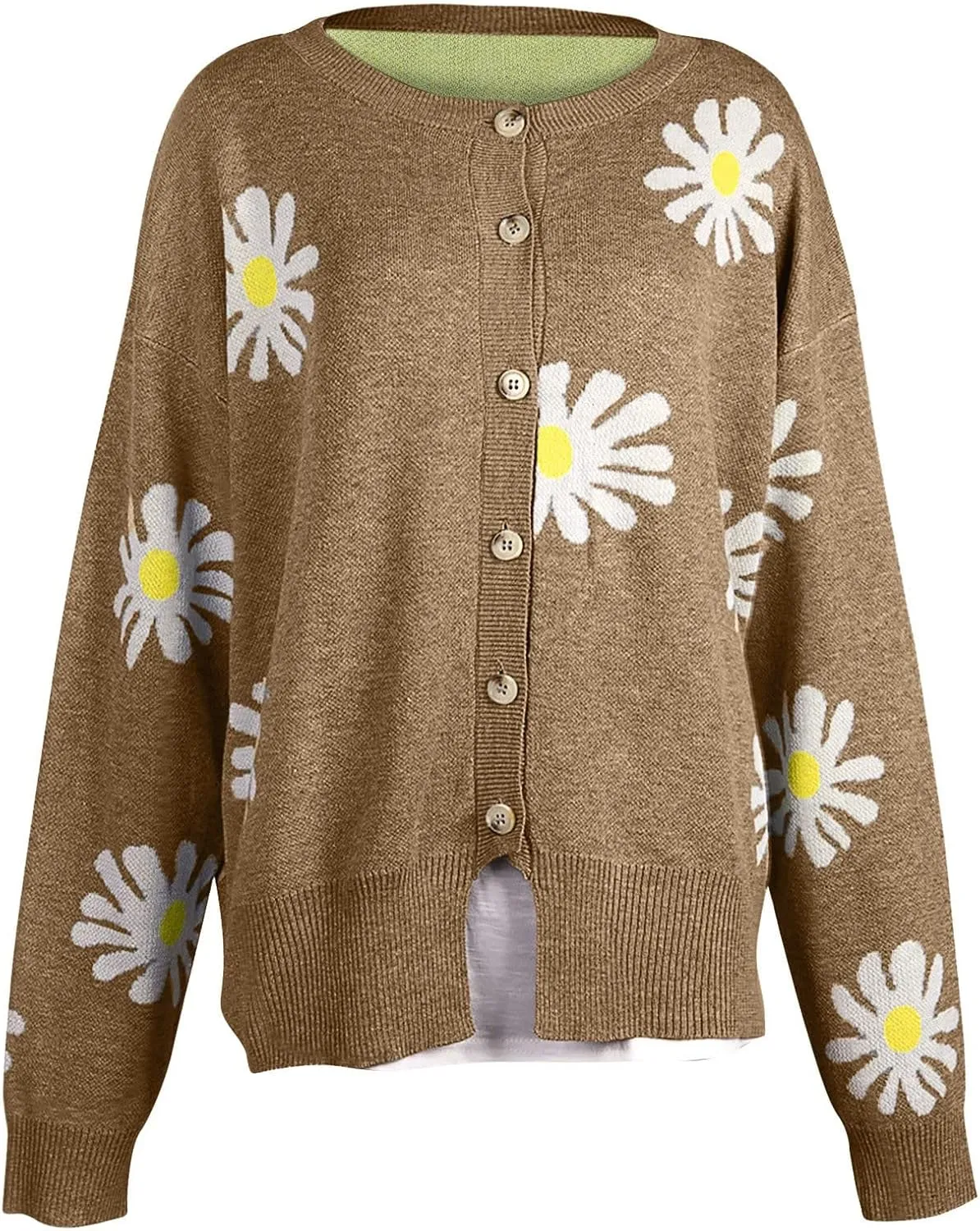 Womens 2023 Long Sleeve V Neck Button Down Cardigan Open Front Soft Chunky Knit Oversized Sweaters Coat with Pocket
