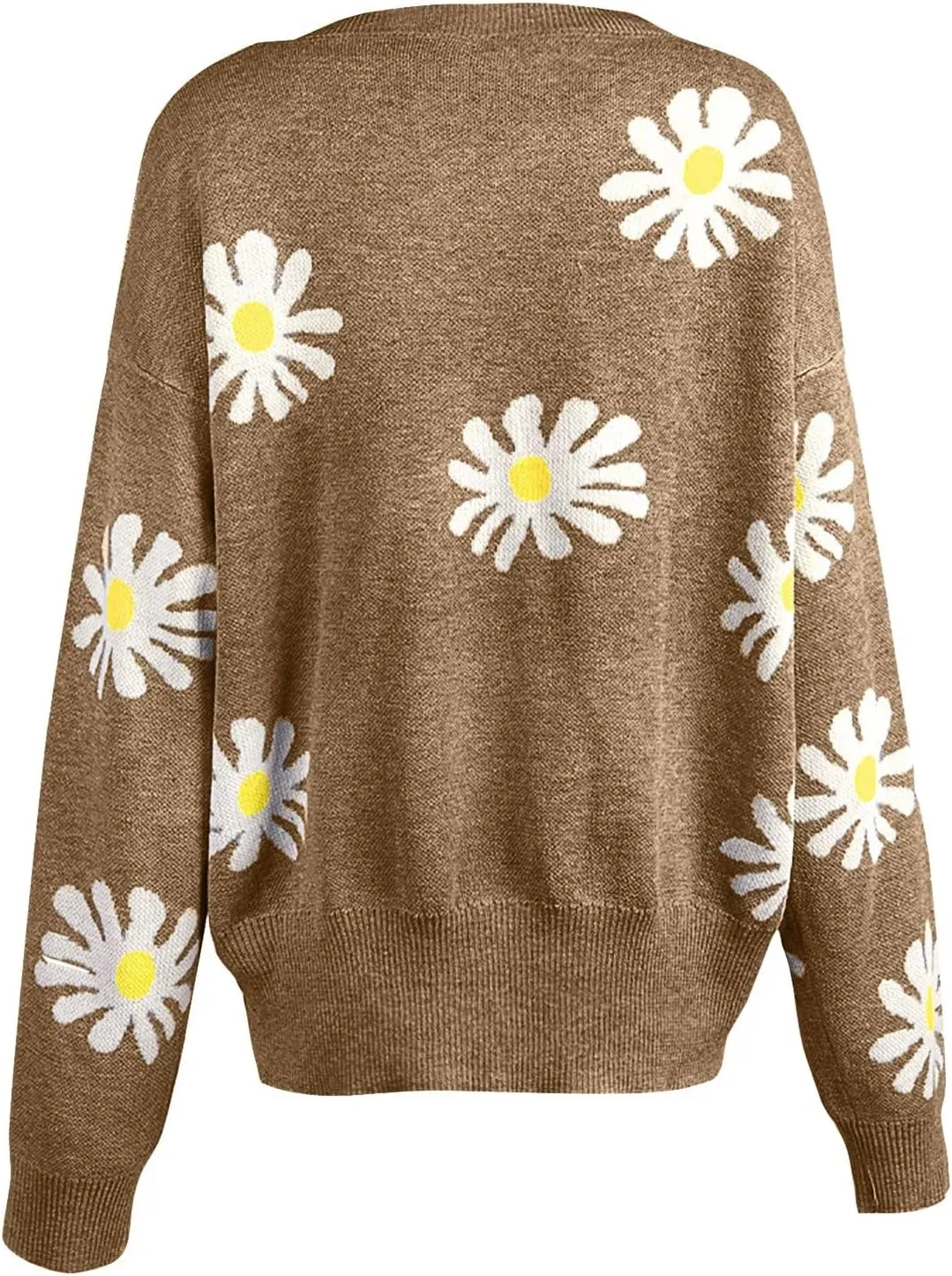 Womens 2023 Long Sleeve V Neck Button Down Cardigan Open Front Soft Chunky Knit Oversized Sweaters Coat with Pocket