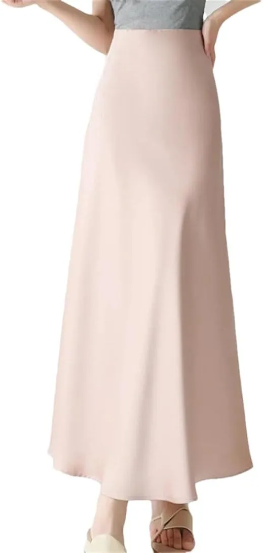 Women's High Waist Satin A Line Skirt Casual Work Office Beach Holiday Fishtail Skirt