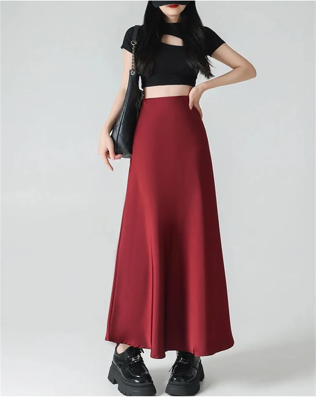 Women's High Waist Satin A Line Skirt Casual Work Office Beach Holiday Fishtail Skirt