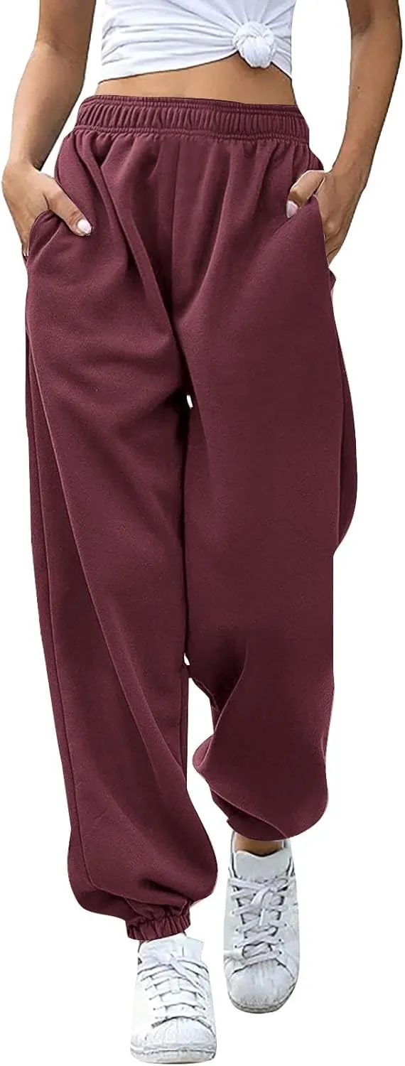 Womens Lounge Sweatpants Joggers Baggy Cinch Bottom Thermal Winter Sweatpants Fleece Lined Hiking Track Pants