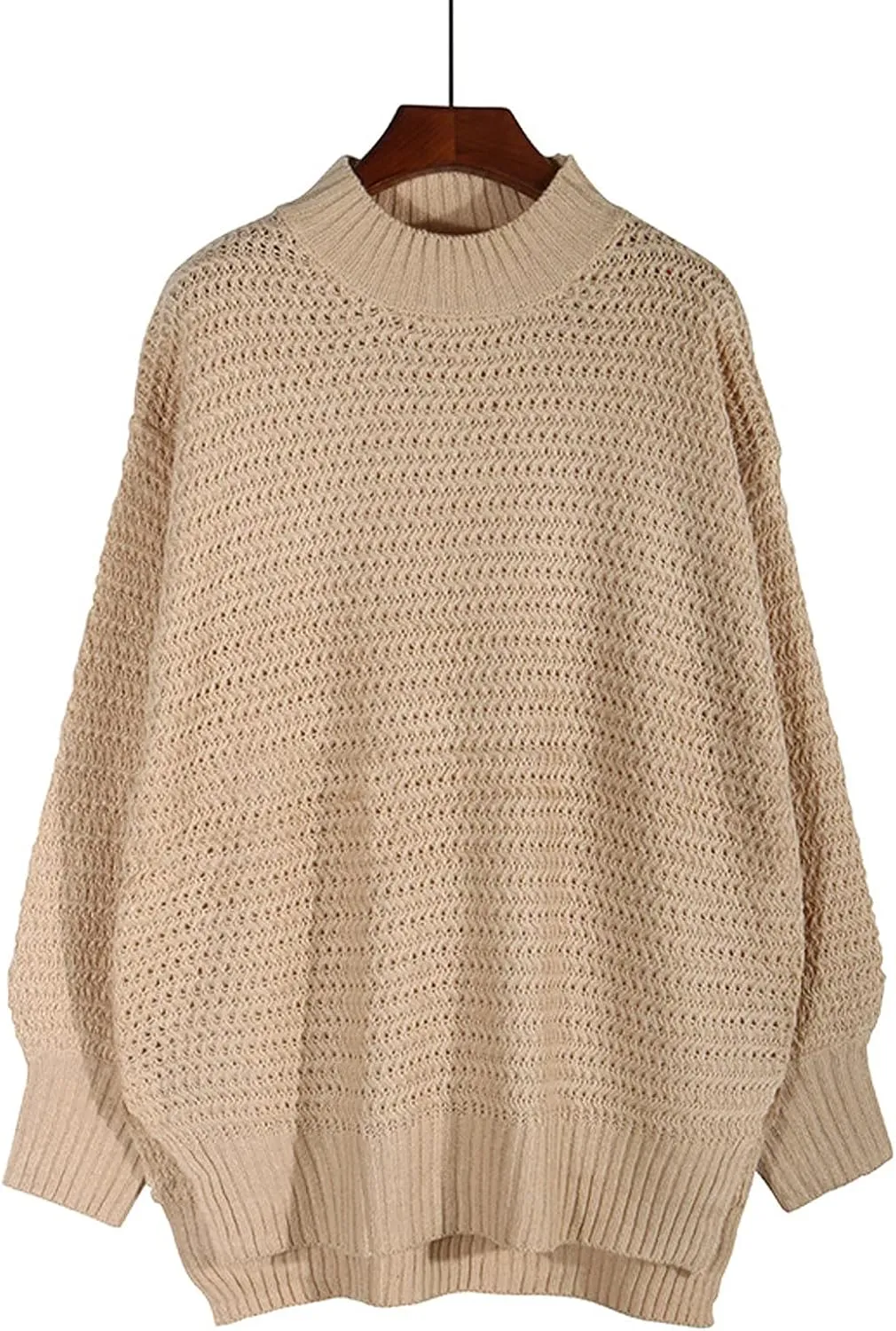 Womens Oversized Sweater Long Sleeve Spilt Hem Pullover Sweaters Cable Knit Chunky Jumper Tops Cozy Soft Knitwear