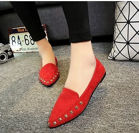 Women's Spring/Autumn Flat Loafers Decorated With Rivets