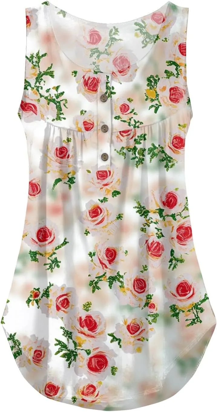 Womens Trendy Tank Tops 2025 Loose Fit Summer Sleeveless V Neck Button Down Shirt Casual Trendy Outfits Clothes